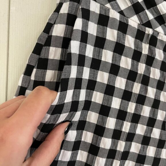 TopShop Women's Black White Gingham Slim Leg Button Cuff Trouser Pants Size 4 - Picture 6 of 10